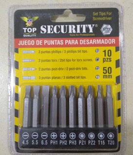 JUEGO DE PUNTAS X 10 SECURITY